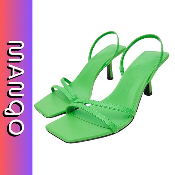 Green Triangle Sandals by Mango - Picture 1 of 5